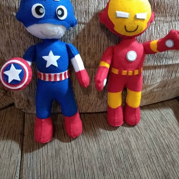 Capitão América  e Homem de Ferro - Personagens em feltro